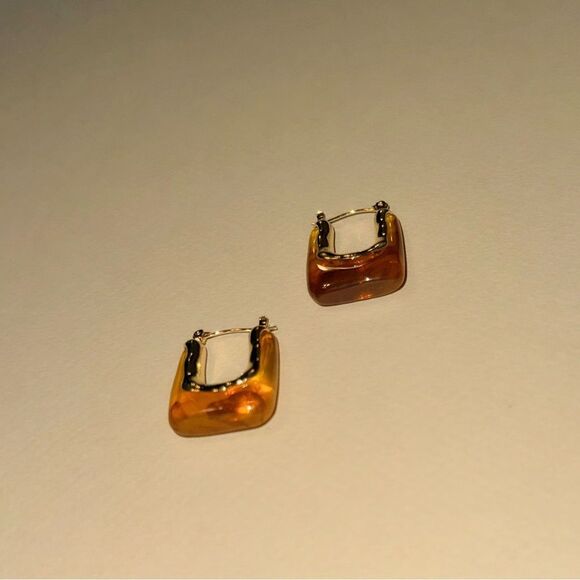 Brown crystal hoop earrings N948 - Picture 3 of 4